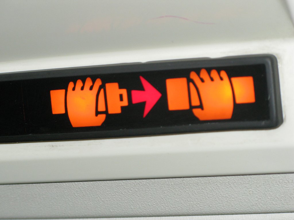 airplane seatbelt sign on