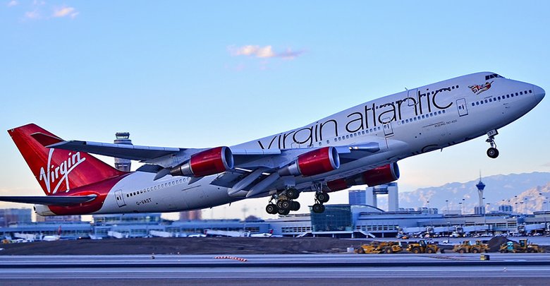 Virgin Atlantic aircraft at takeoff